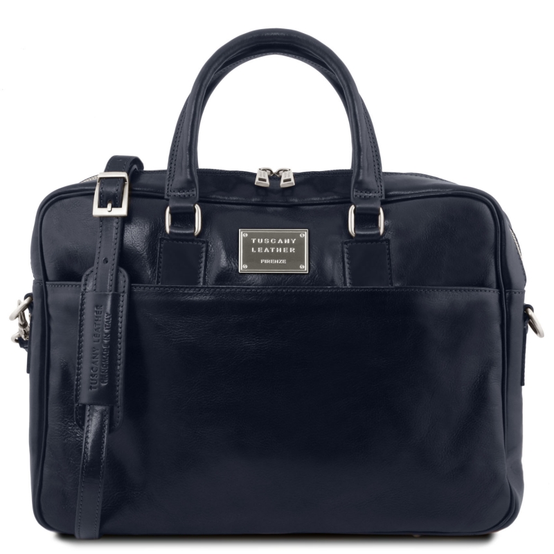Leder-Laptoptasche Urbino 1 Fach blau Leder-Laptoptasche Urbino 1 Fach blau